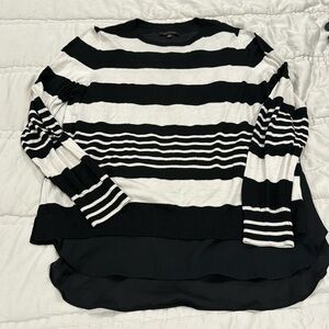 Ann Taylor XL Black White Layered Sweater Top